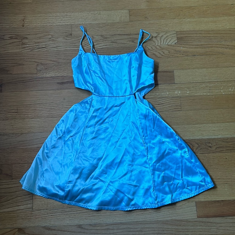 Lucy in the sky blue satin mini dress